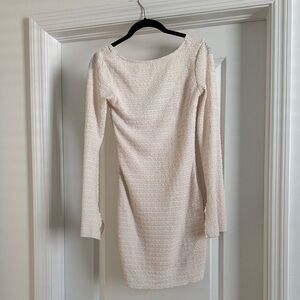 Elegant Cream Long Sleeve Dress